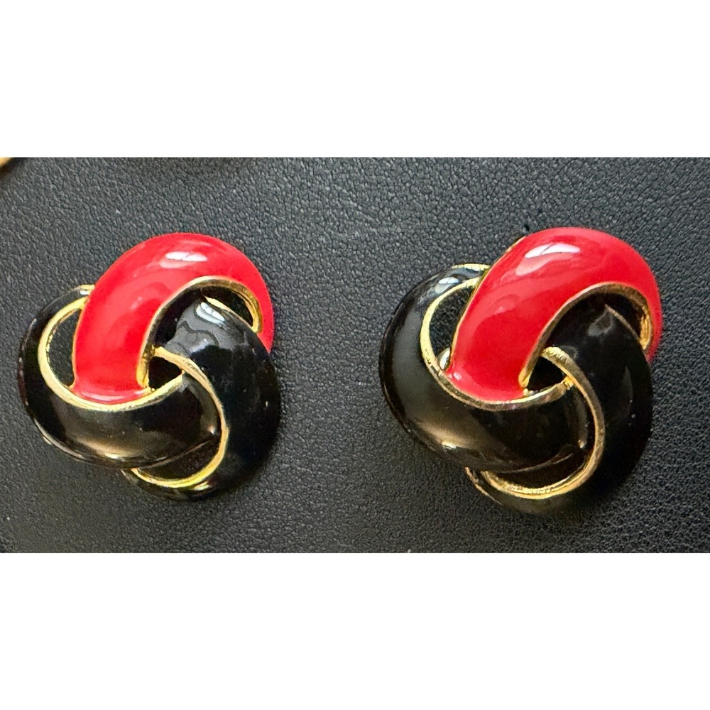 Vintage Glam Earrings Lot Red Cream Black Gold 80s 90s Napier Monet 4 Pair - Picture 4 of 14